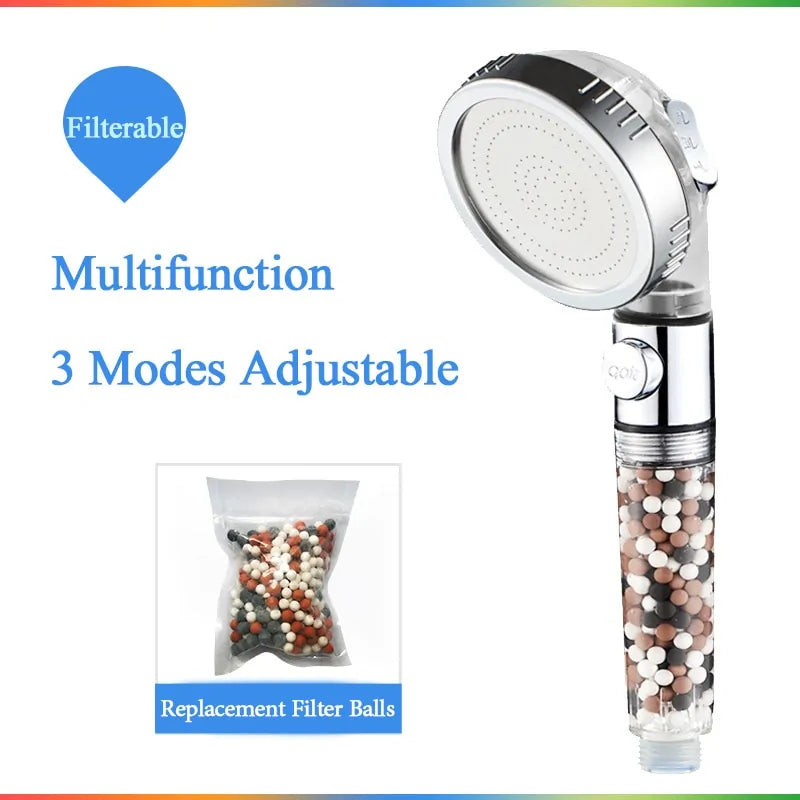 3-Function High Pressure SPA Shower Head With Filter